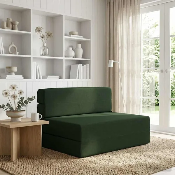 Canapé-lit pliable Vert foncé 100 x 80 x 60 cm Tissu