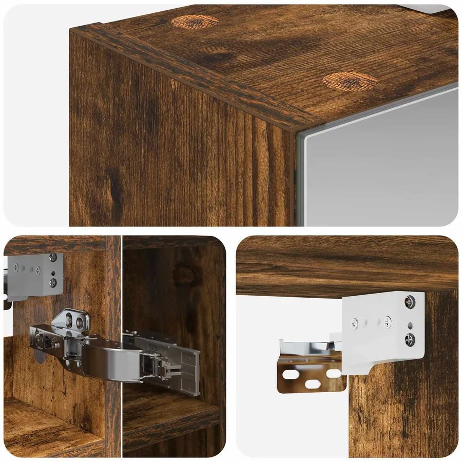Armoire Miroir de Salle de Bain Chêne fumé 60 x 14,5 x 50 cm - 8