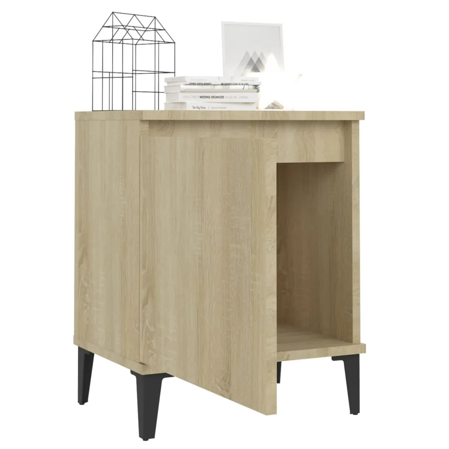 Tables de chevet avec pieds en métal chêne sonoma 40x30x50 cm - 7