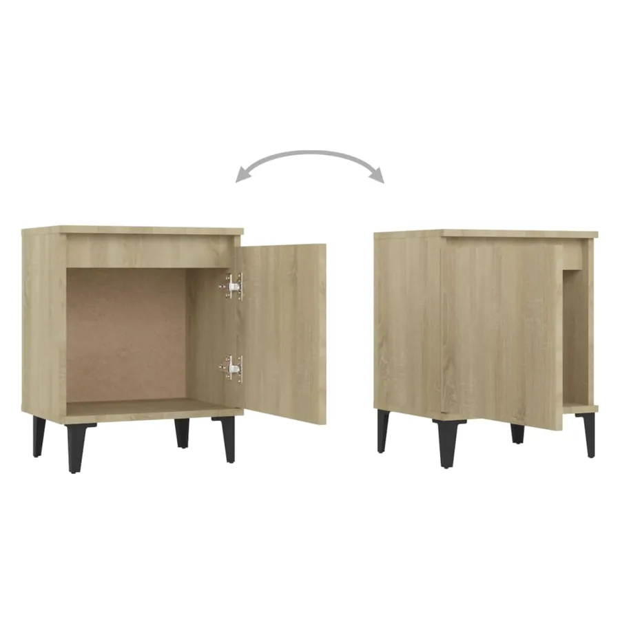 Tables de chevet avec pieds en métal chêne sonoma 40x30x50 cm - 8