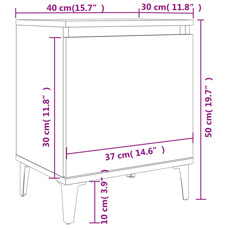 Tables de chevet avec pieds en métal chêne sonoma 40x30x50 cm - 9