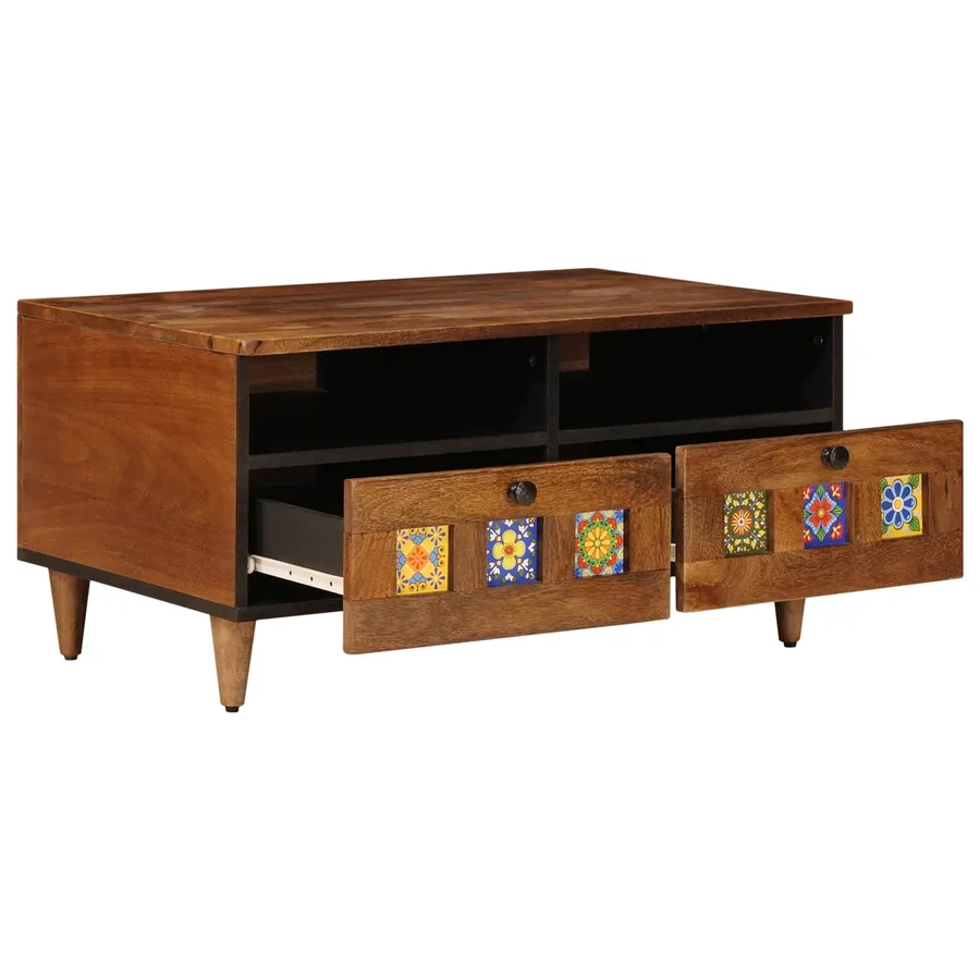 Meuble TV Noyer 70 x 33 x 46 cm Bois de mangue massif - 3