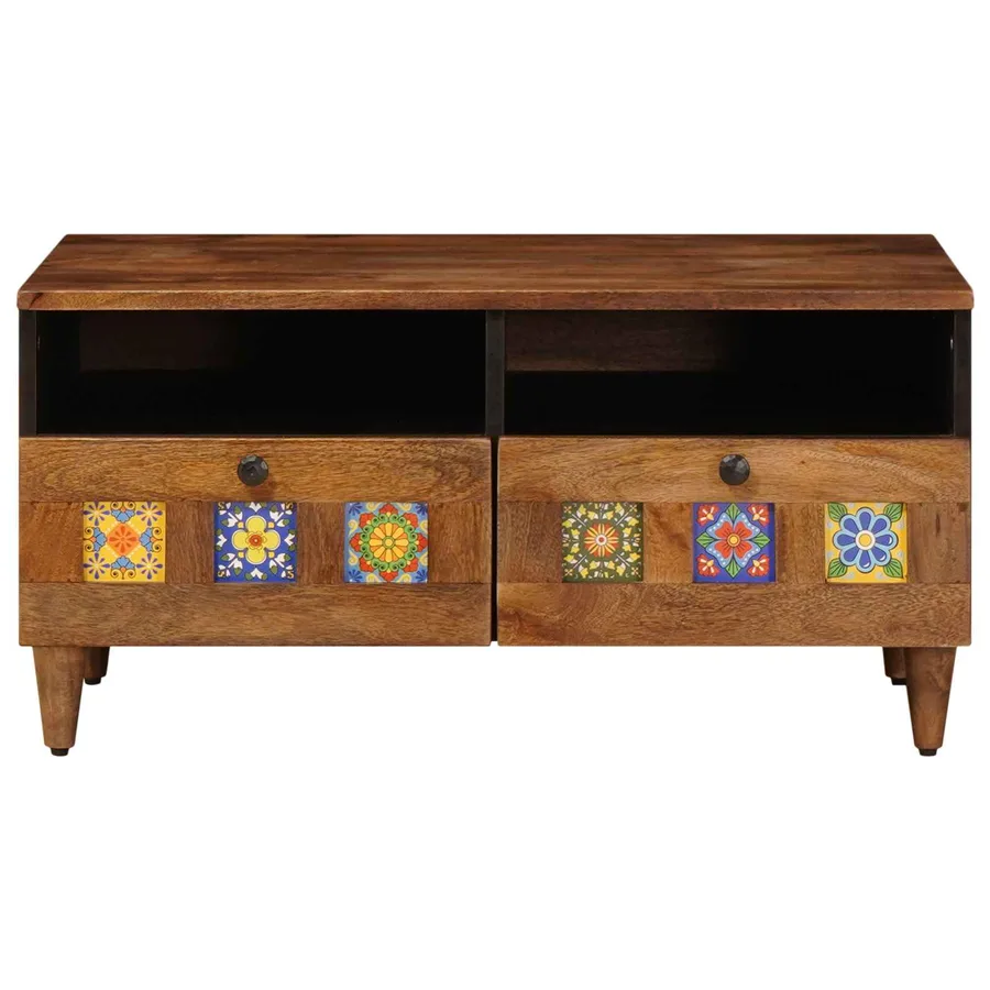 Meuble TV Noyer 70 x 33 x 46 cm Bois de mangue massif - 4