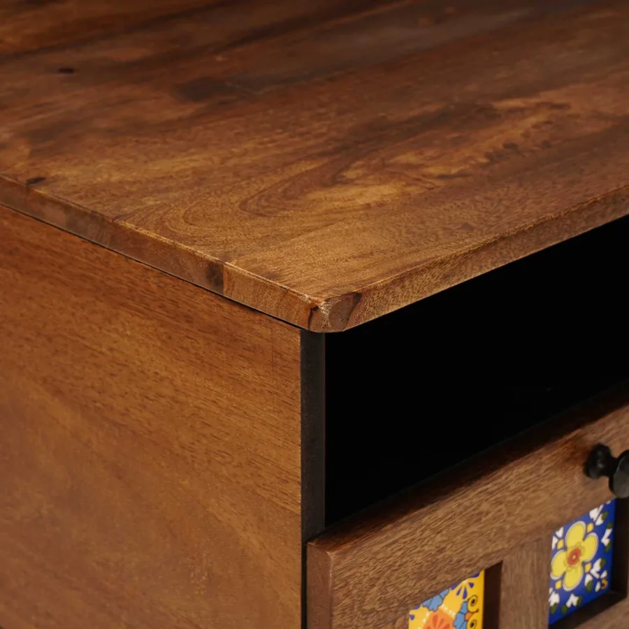 Meuble TV Noyer 70 x 33 x 46 cm Bois de mangue massif - 7