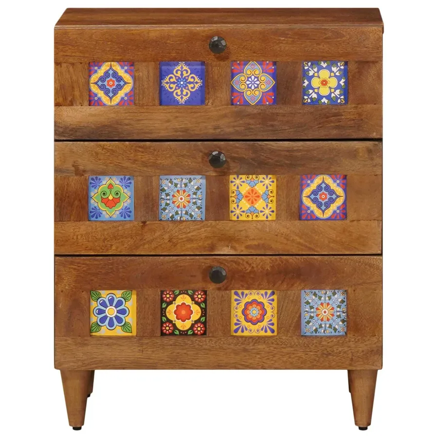 Cabinet de chevet Marron 50 x 33 x 62 cm Bois de mangue massif - 4