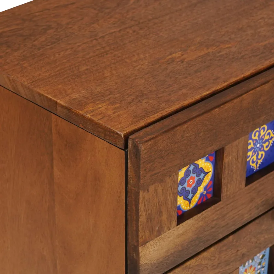 Cabinet de chevet Marron 50 x 33 x 62 cm Bois de mangue massif - 7