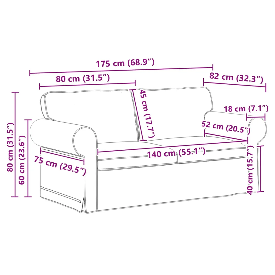 Ensemble de Canapés 2 pcs Taupe 175 x 82 x 80 cm tissu - 8