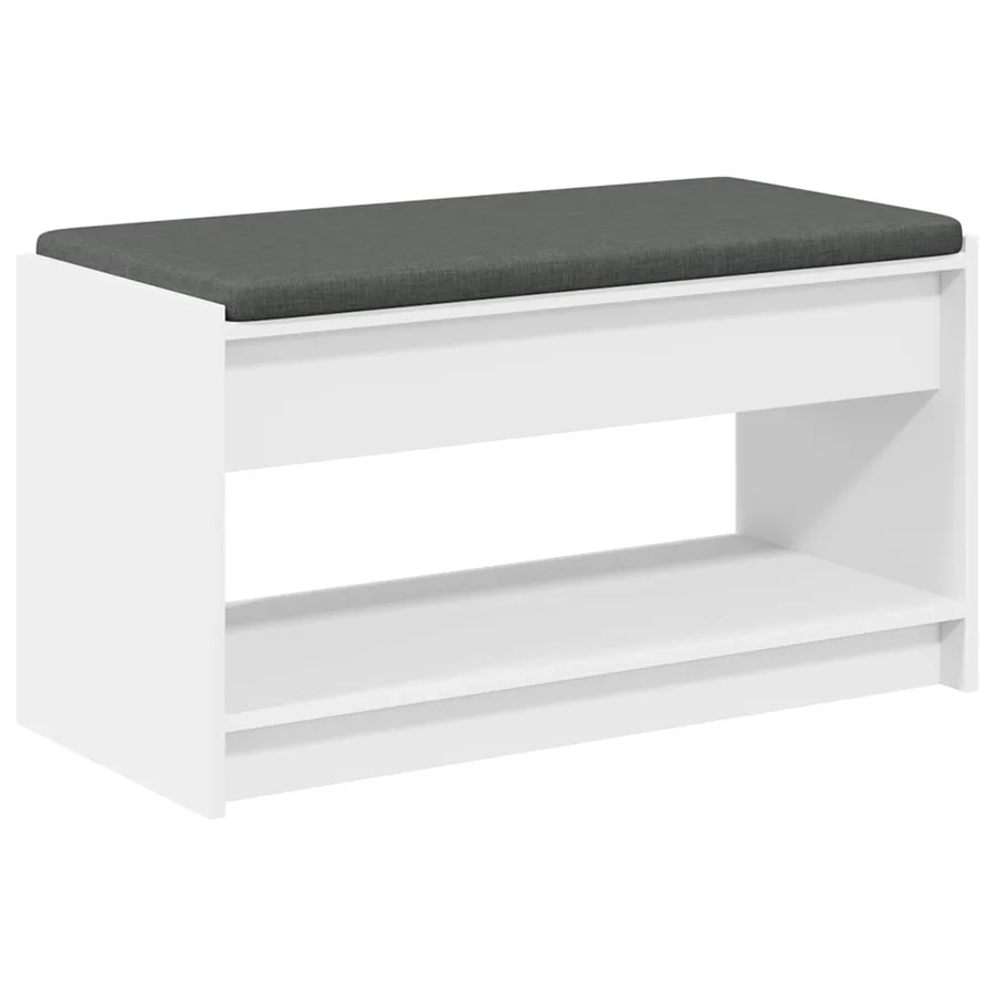 Banc d'entrée Blanc 83 x 38 x 45 cm Bois Ingénierie et Tissu - 2