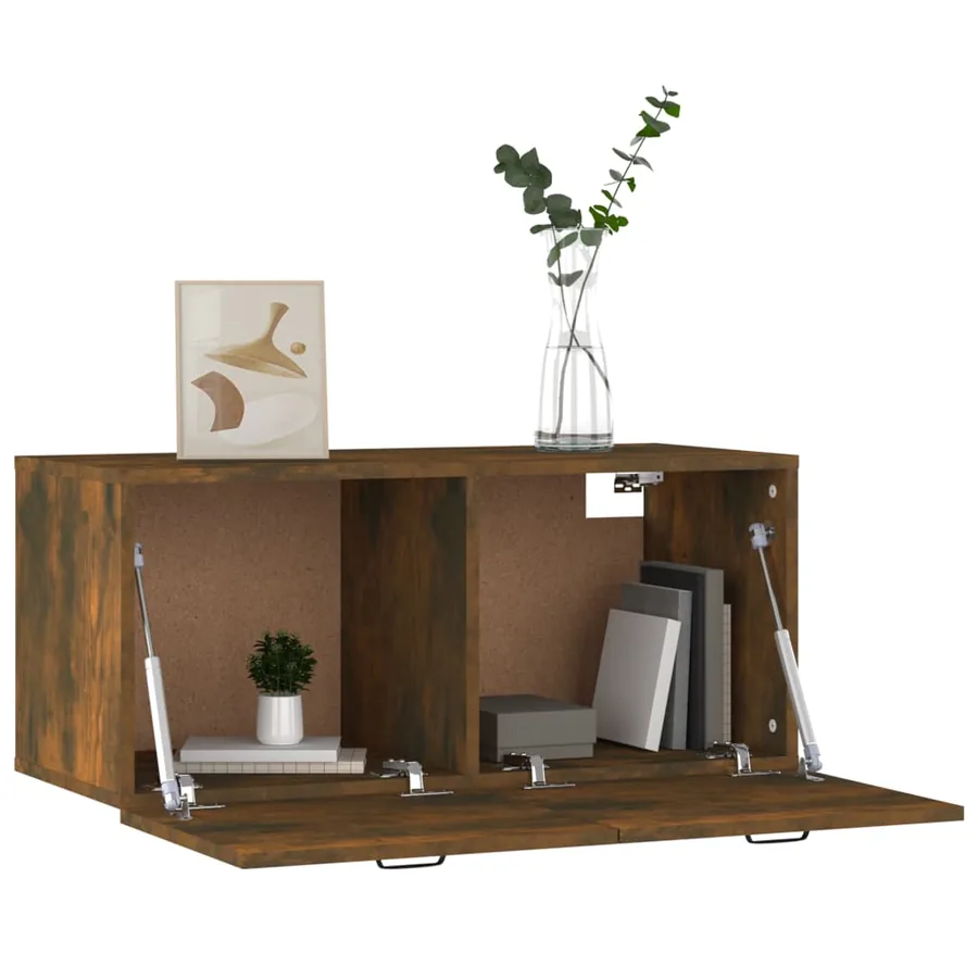 Armoire murale chêne fumé 80x36,5x35 cm bois d'ingénierie - 4