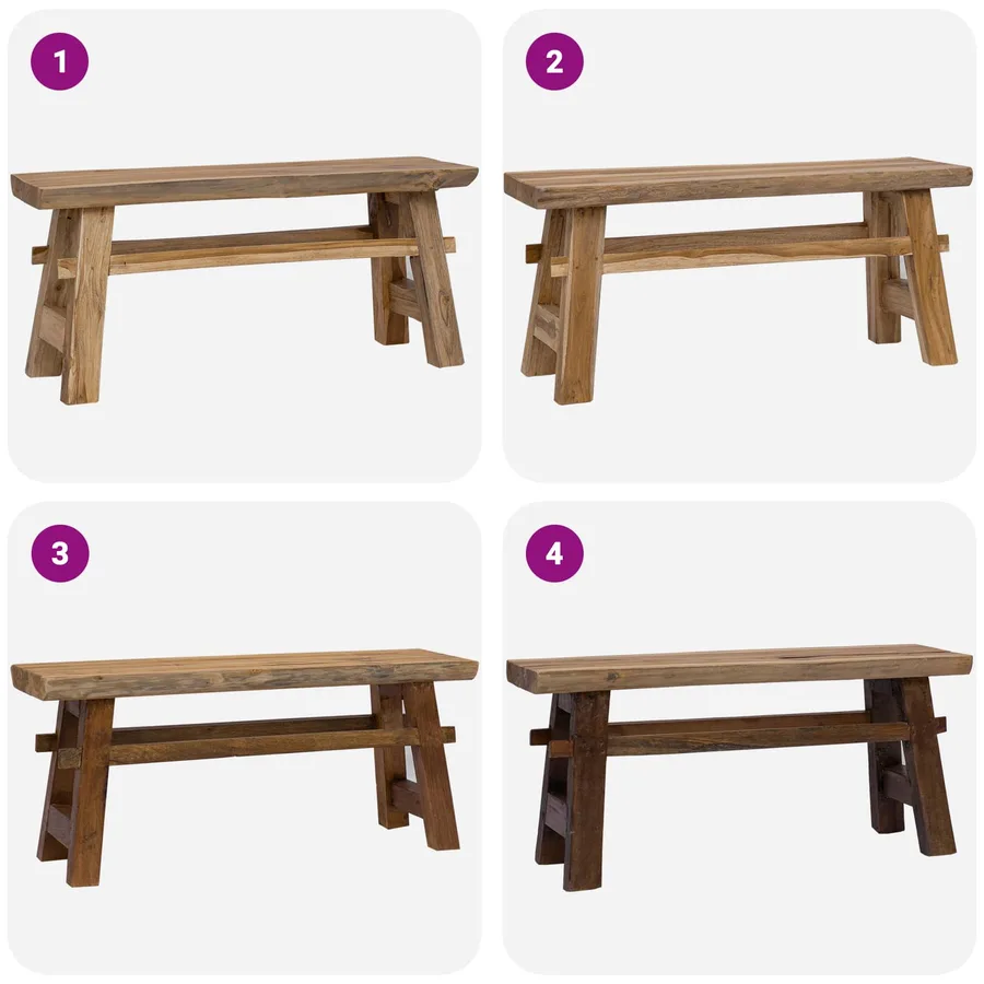 banc Naturel 100 x 29 x 43,5 cm Bois de teck massif - 8