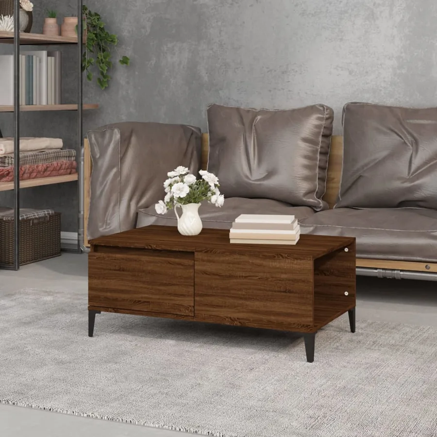 Table basse Chêne marron 90x50x36,5 cm Bois d'ingénierie - 3