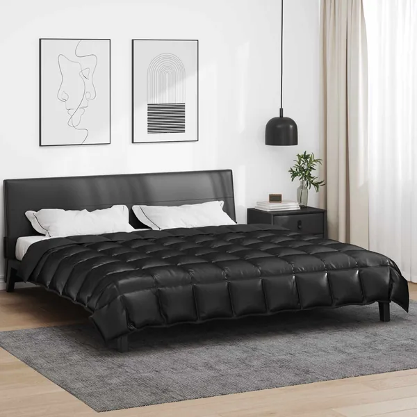 Duvet d'hiver Noir 200 x 220 cm Satin et Microfibre