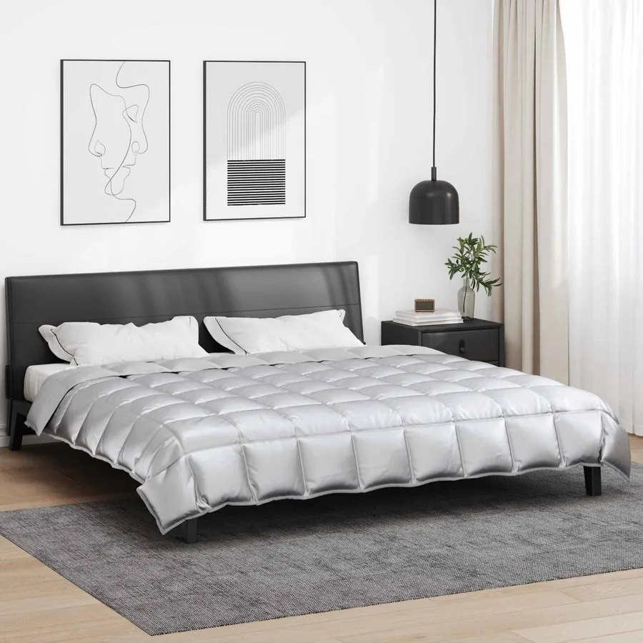 Duvet d'hiver Argenté 200 x 200 cm Satin et Microfibre