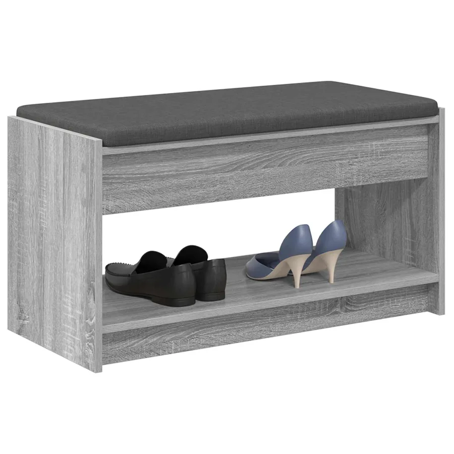 Banc d'entrée avec coussin Gris Sonoma 83 x 38 x 45 cm - 3