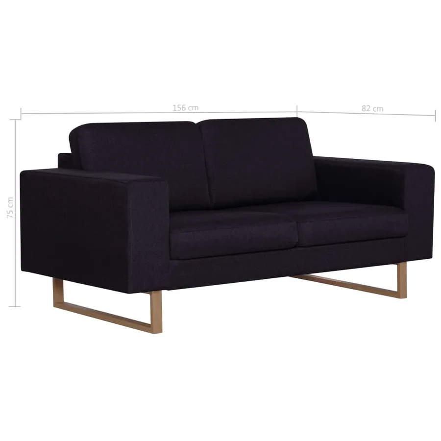 Ensemble de canapé 2 pcs tissu noir - 13