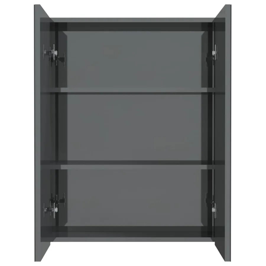 Armoire à miroir de salle de bain 60x15x75 cm MDF Gris brillant - 3