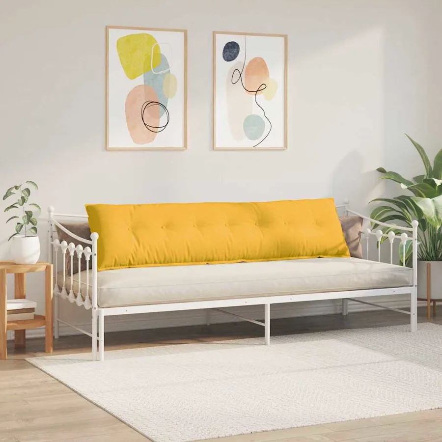 Coussin de Dos Jaune clair 200 x 50 cm Tissu en velours côtelé - 4