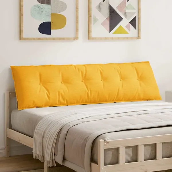 Coussin de Dos Jaune clair 180 x 50 cm Tissu en velours côtelé