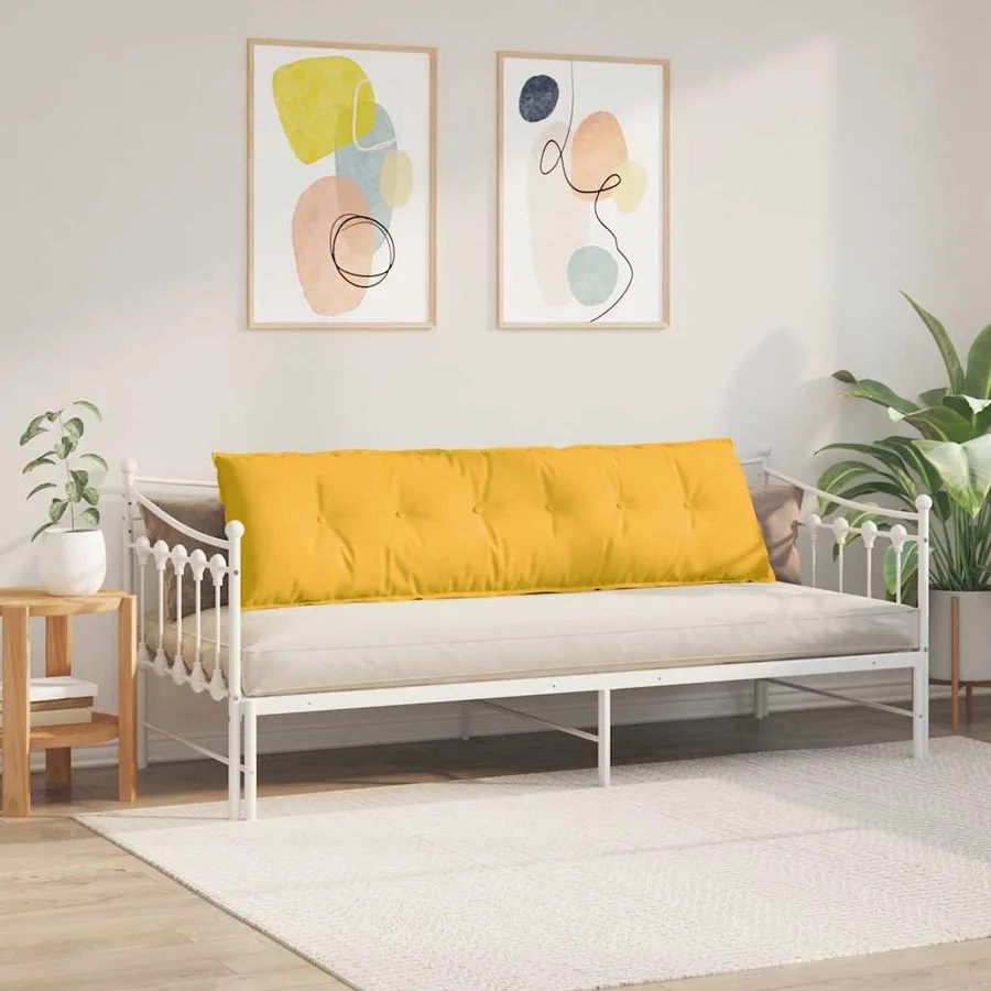 Coussin de Dos Jaune clair 180 x 50 cm Tissu en velours côtelé - 4