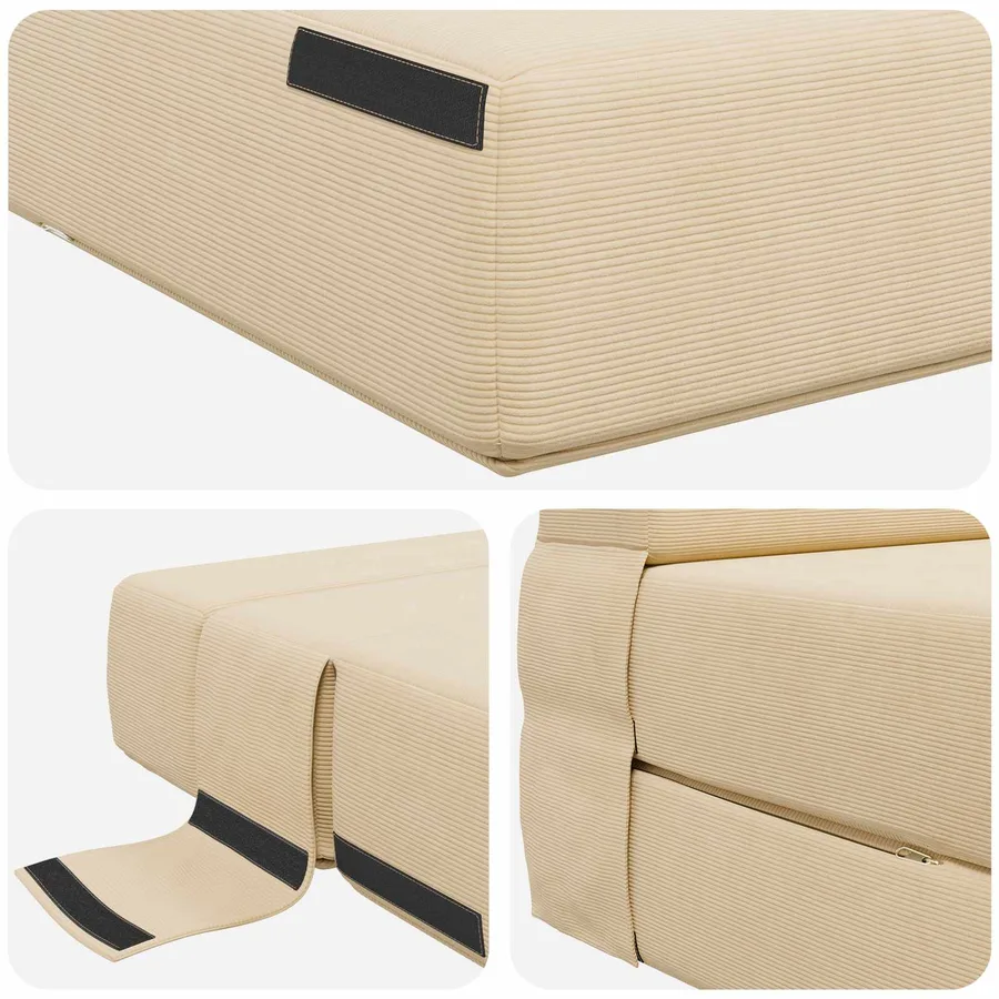 Canapé-lit pliable Crème 70 x 72 x 60 cm Tissu - 6