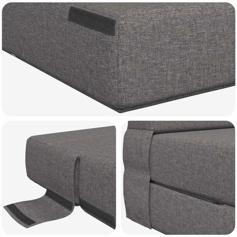 Canapé-lit pliable Gris clair 70 x 72 x 60 cm Tissu - 6