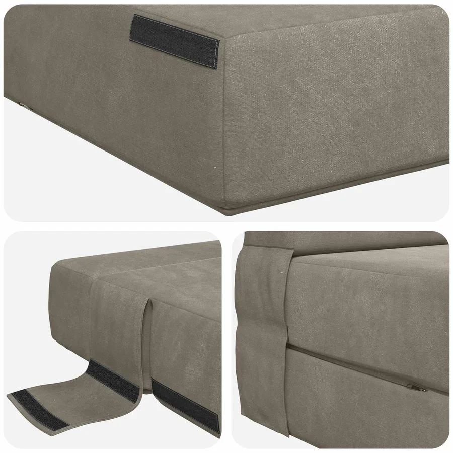 Canapé-lit pliable Gris clair 70 x 72 x 60 cm Tissu - 6