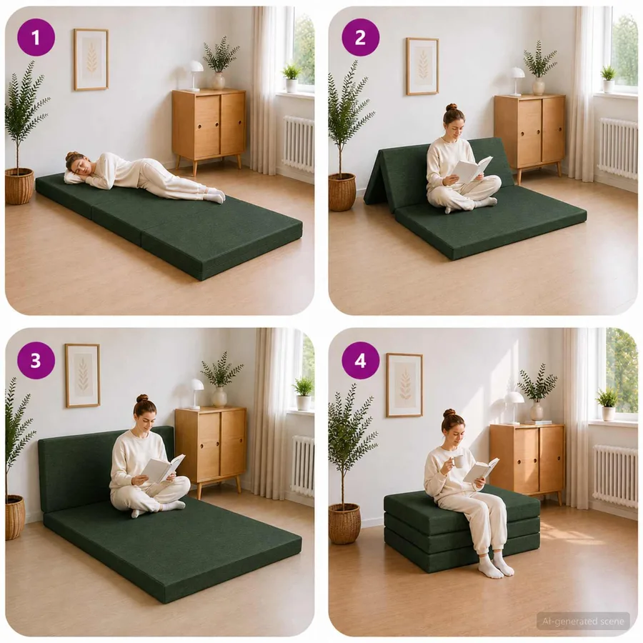 Canapé-lit pliable 90 x 67 x 45 cm Vert foncé - 9