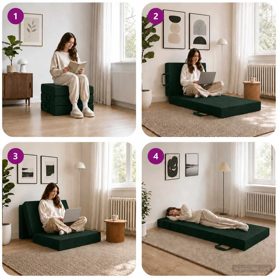 Canapé-lit pliable 75 x 63 x 45 cm Vert foncé - 9