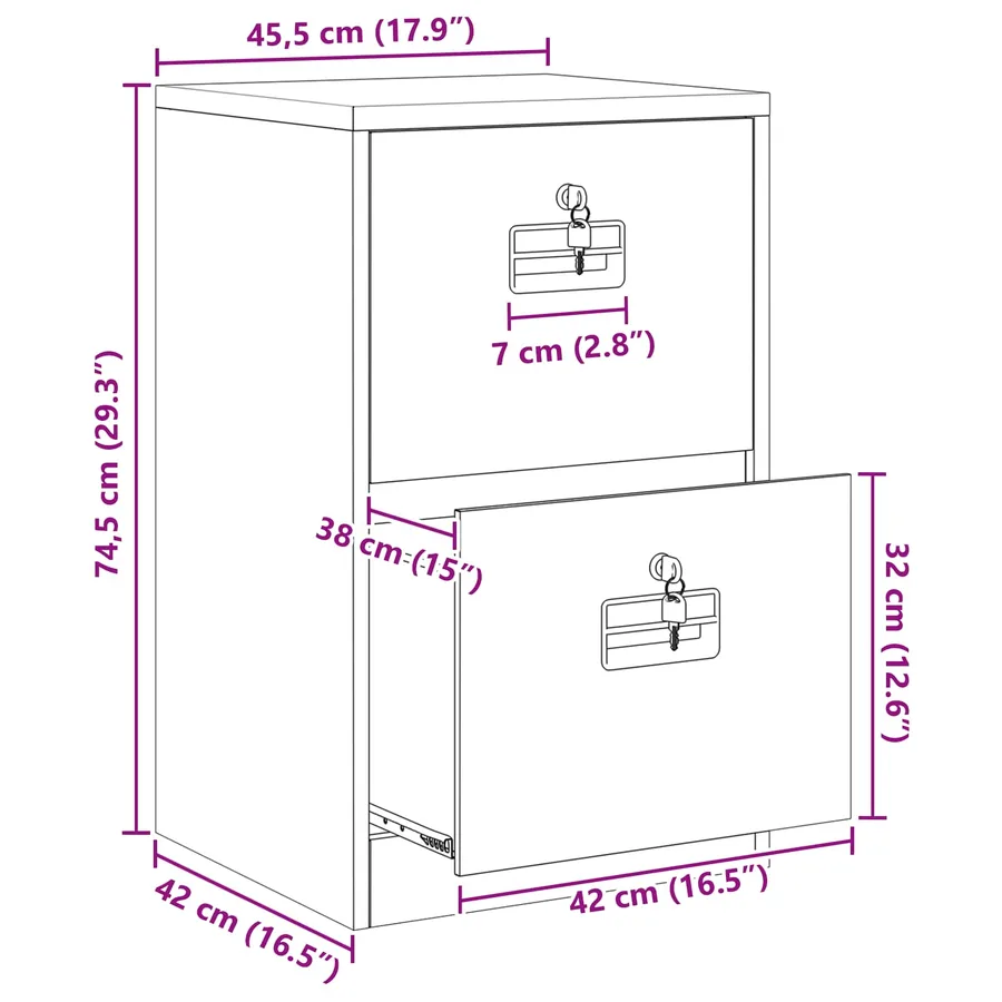 Cabinet de Dossier avec tiroir Rose 45,5 x 42 x 74,5 cm - 14