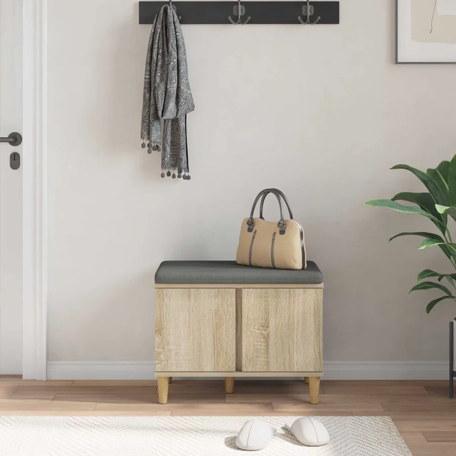 Banc d'entrée avec coussin Chêne Sonoma 60 x 38 x 46 cm - 4