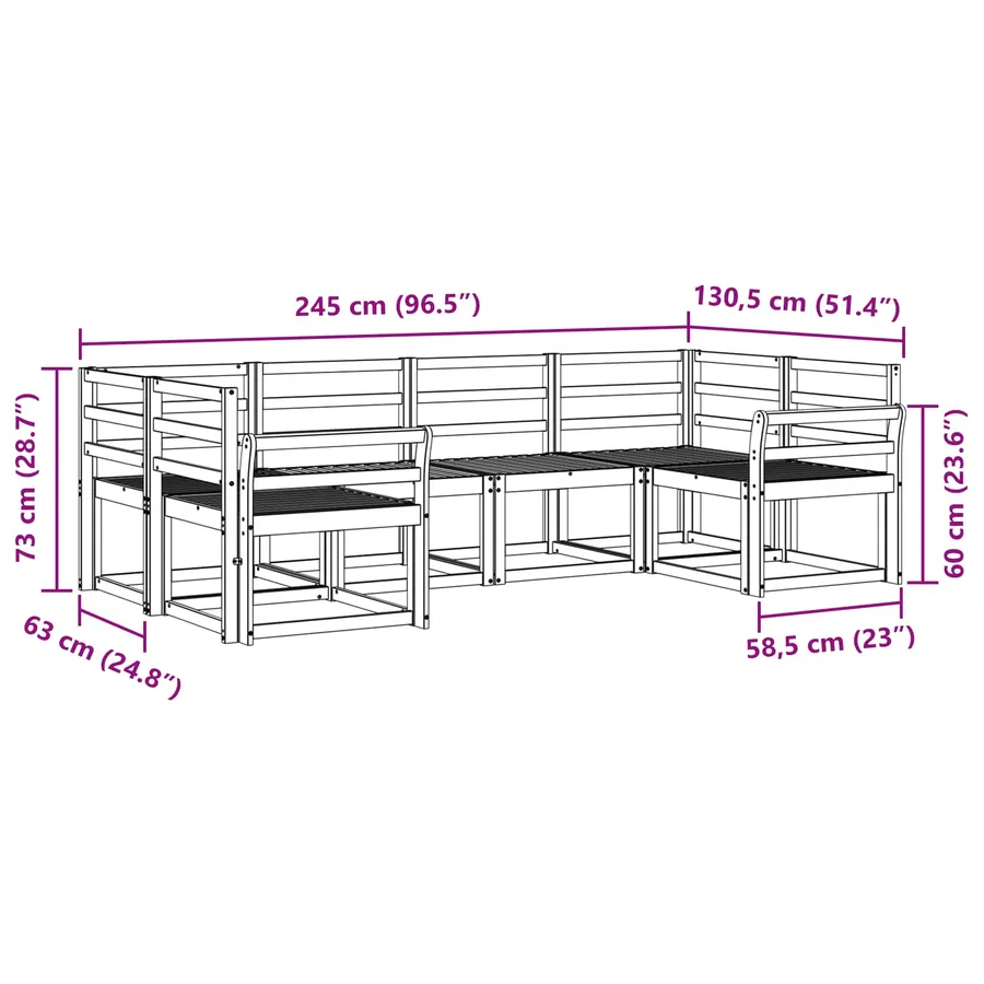 Ensemble de canapés d'extérieur 6 pcs Naturel - 7