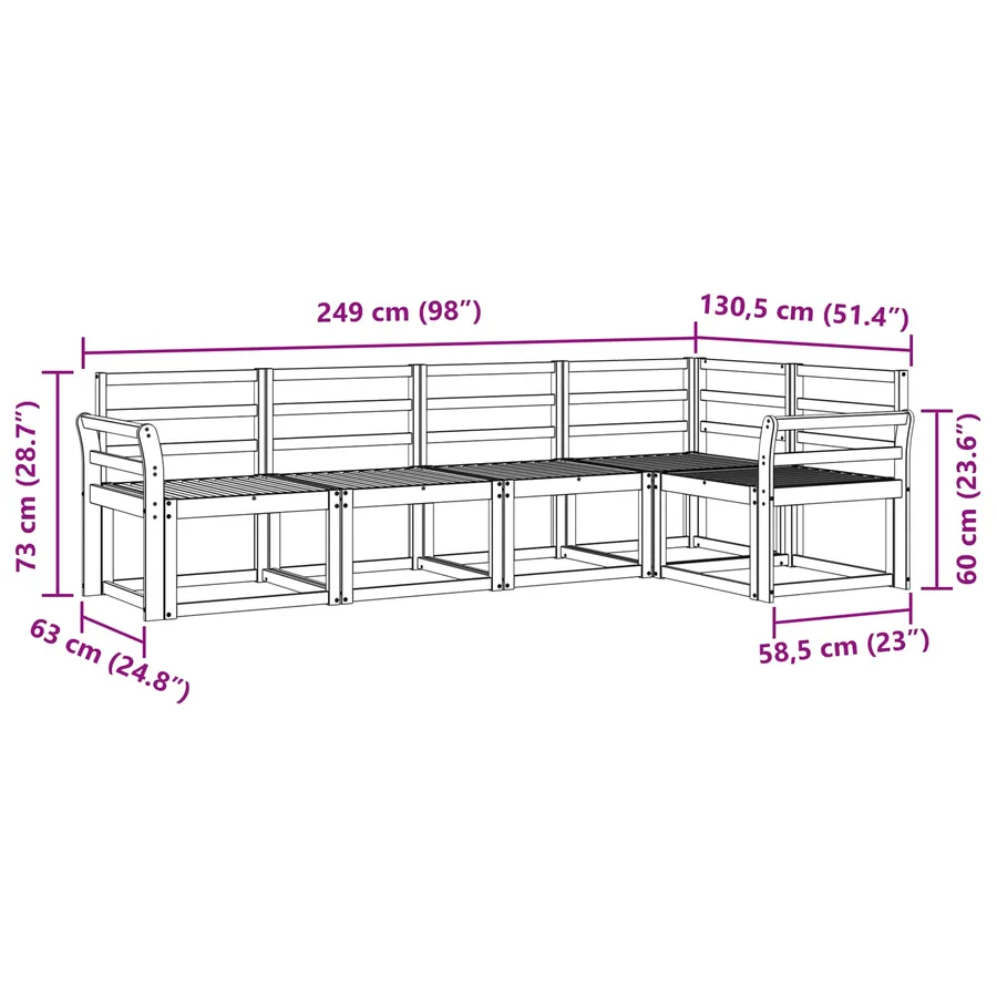 Ensemble de canapés d'extérieur 5 pcs Naturel - 7