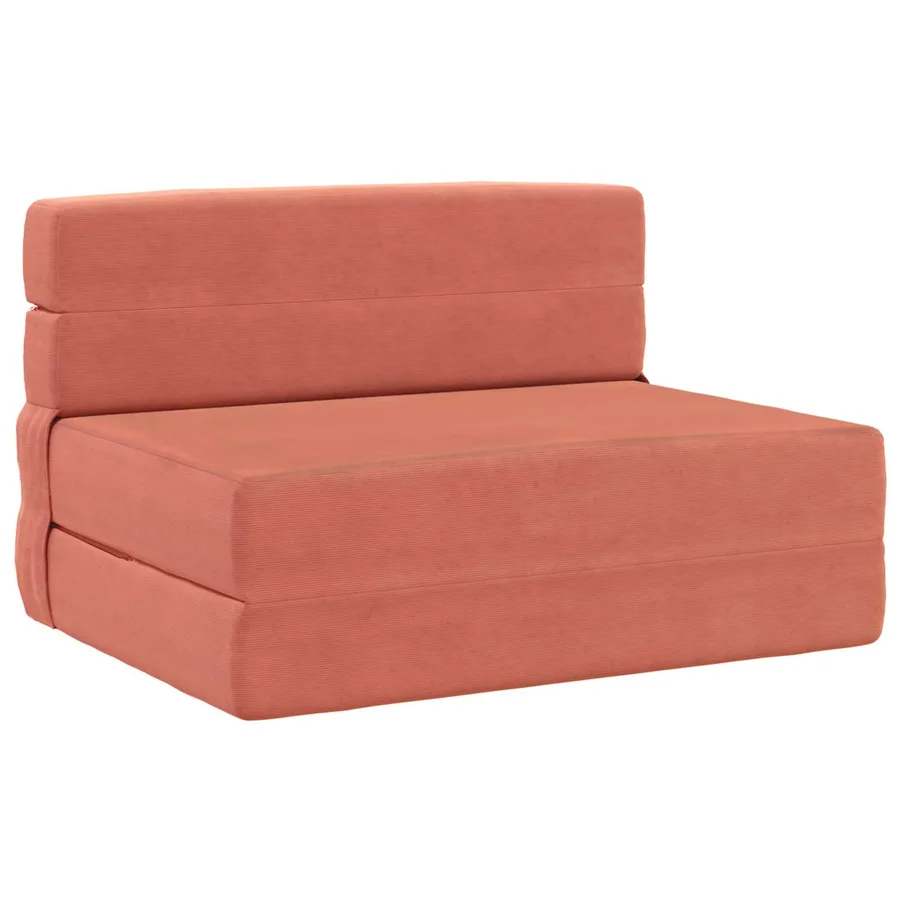 Canapé-lit pliable Rouge orange 100 x 80 x 60 cm Tissu - 2