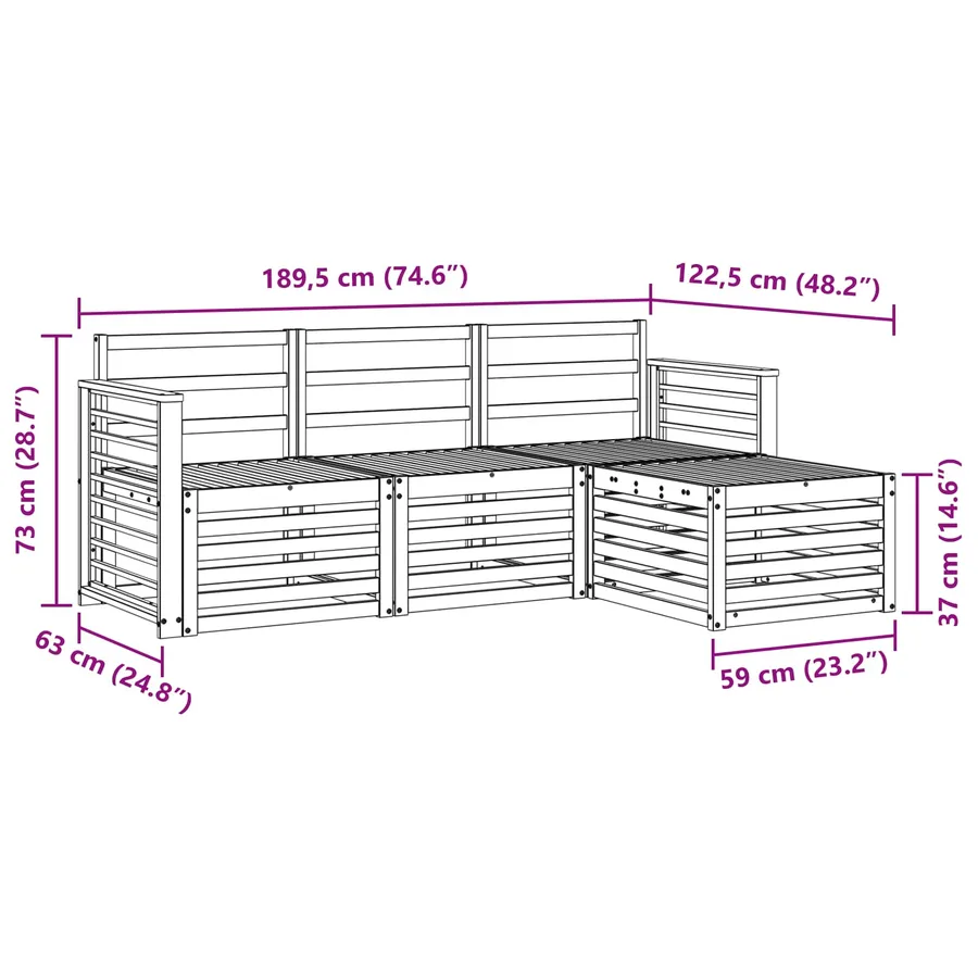 Ensembles de canapés 4 pcs Naturel Bois d'Acacia Massif - 8