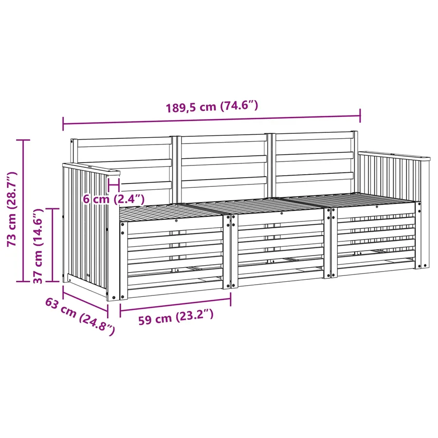 Ensembles de canapés 3 pcs Naturel Bois d'Acacia Massif - 6