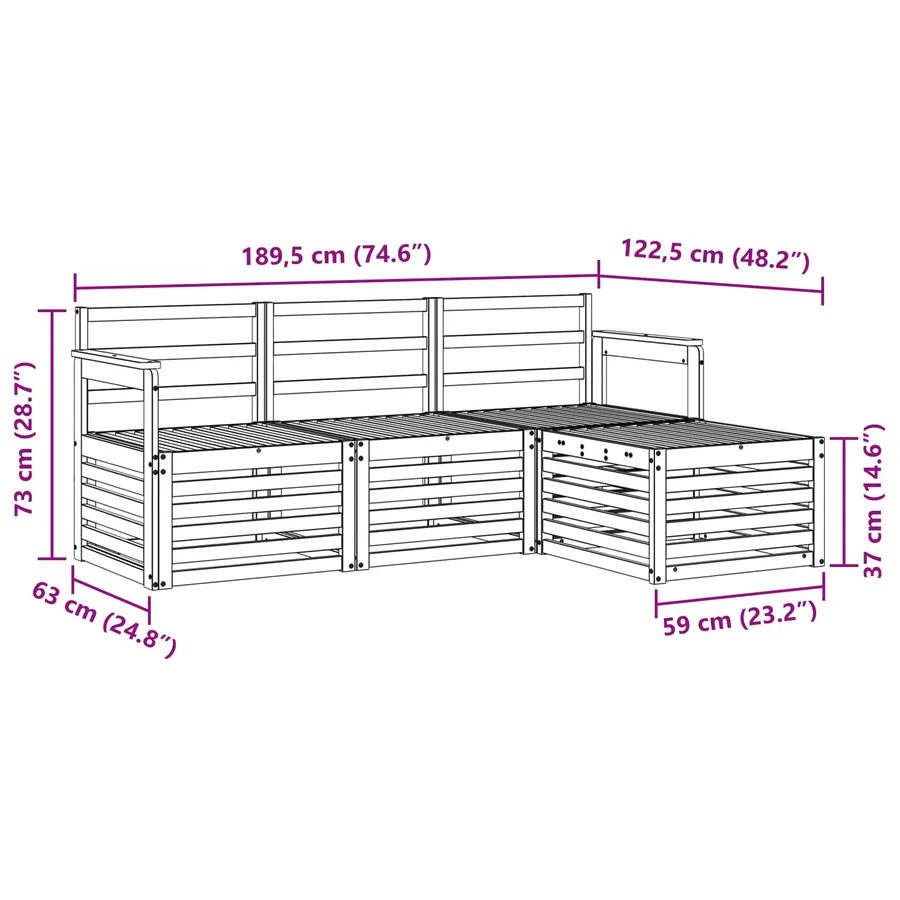 Ensemble de canapés d'extérieur 4 pcs Naturel - 8