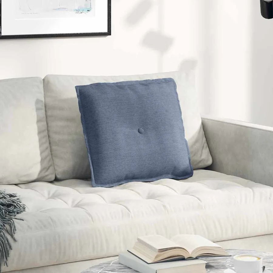 Coussin de Dos Bleu 50 x 45 cm Tissu en velours côtelé
