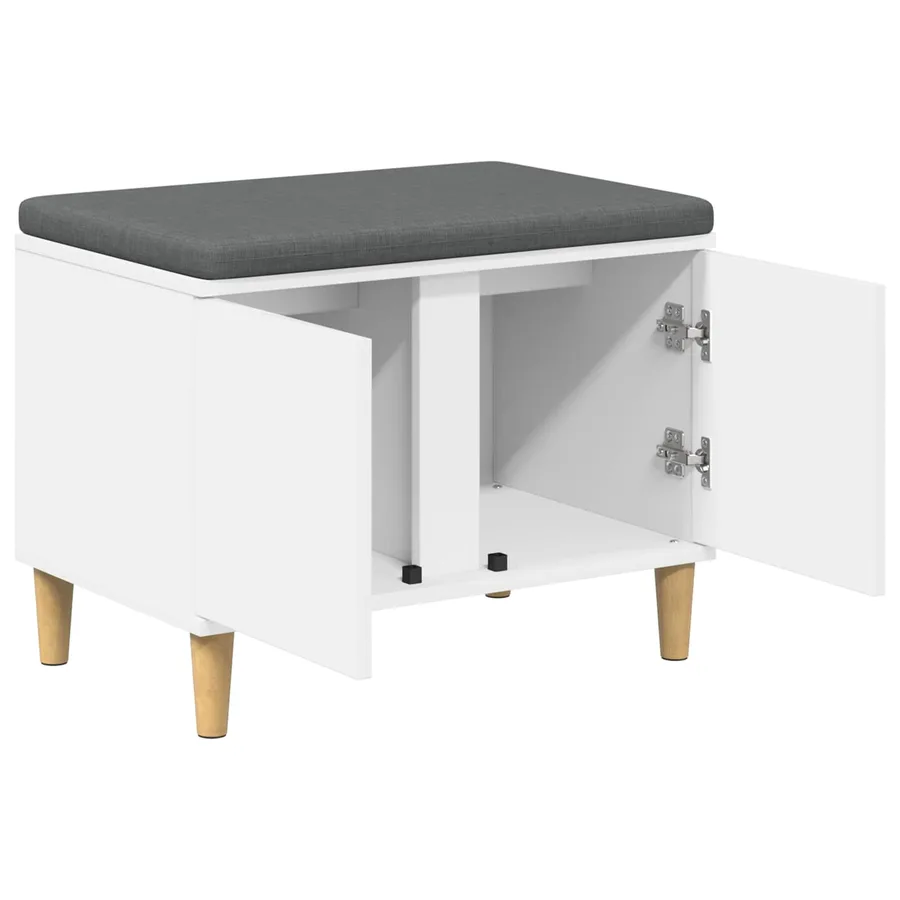 Banc d'entrée Blanc 60 x 38 x 46 cm Bois Ingénierie et Tissu - 5