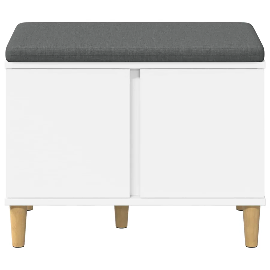 Banc d'entrée Blanc 60 x 38 x 46 cm Bois Ingénierie et Tissu - 6