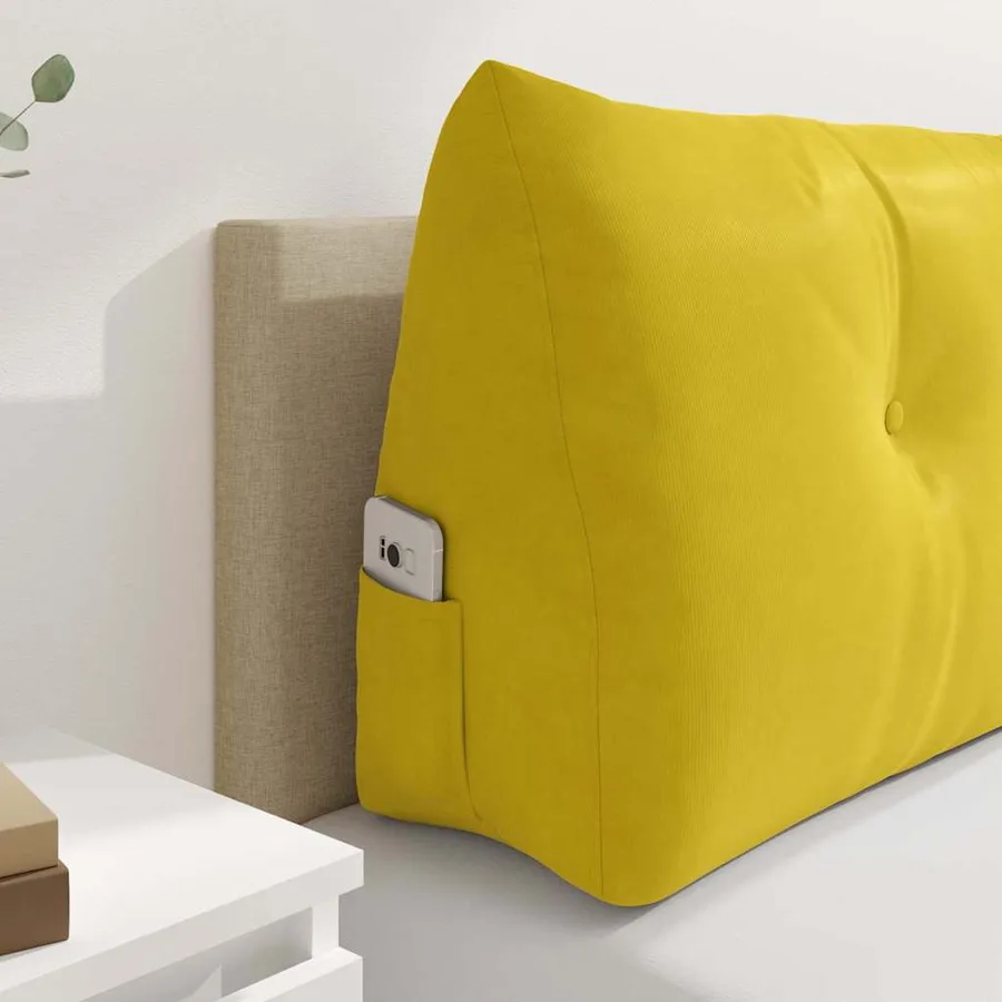 Coussin de Dos Jaune 100 x 24 x 50 cm Velours - 5
