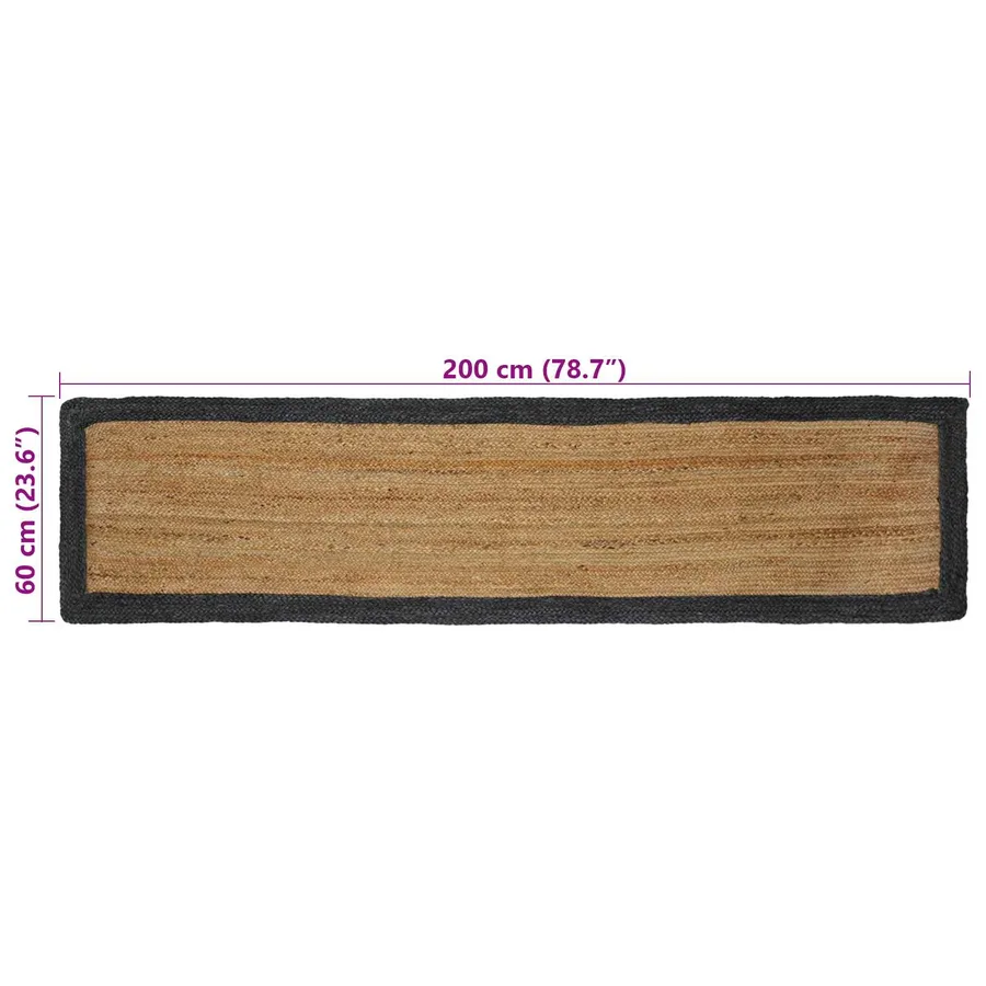 Tapis de surface Naturel et gris foncé 60 x 200 cm Jute - 8