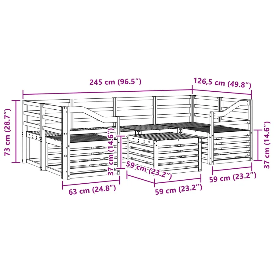 Ensemble de canapés d'extérieur 7 pcs Naturel - 10