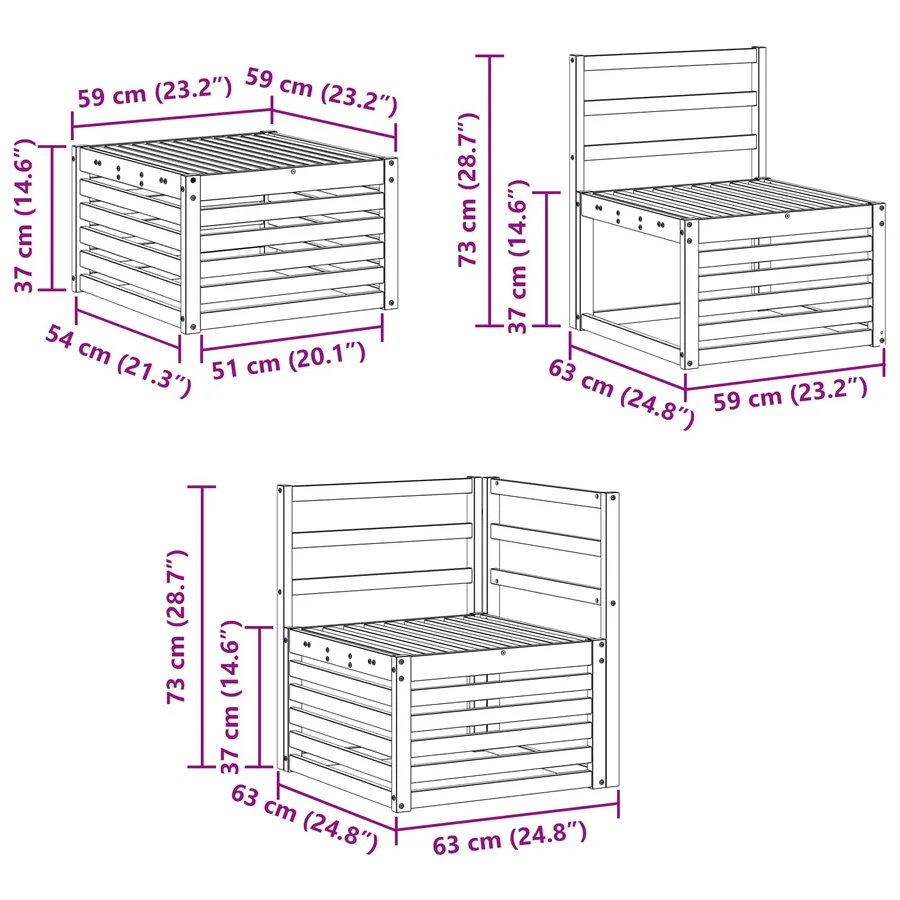 Ensembles de canapés 8 pcs Naturel Bois d'Acacia Massif - 11