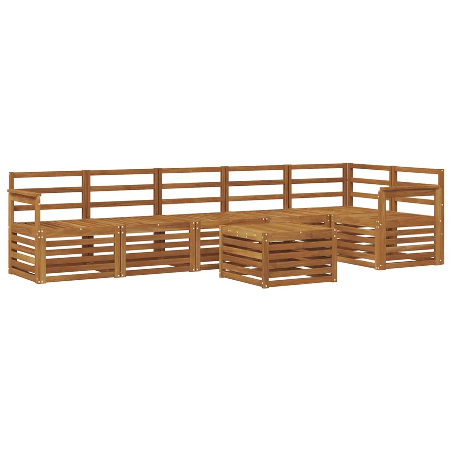 Ensemble de canapé d'angle 7 pcs Naturel Bois d'Acacia Massif - 2