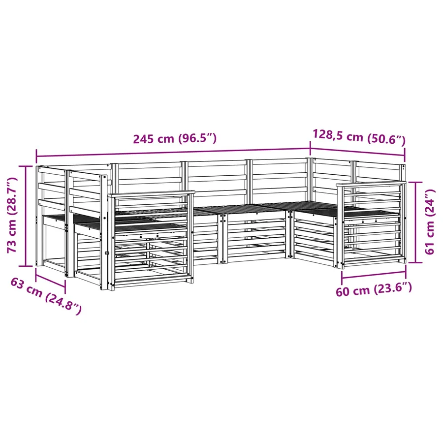 Ensembles de canapés 6 pcs Naturel Bois d'Acacia Massif - 7