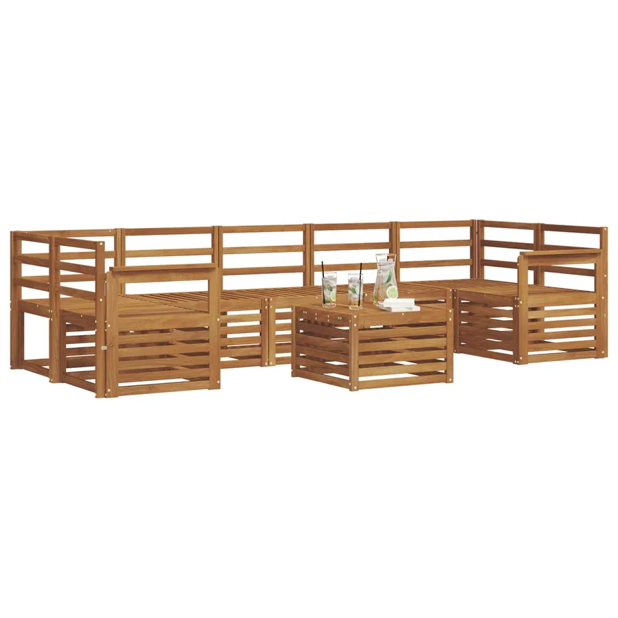 Ensembles de canapés 8 pcs Naturel Bois d'Acacia Massif - 3