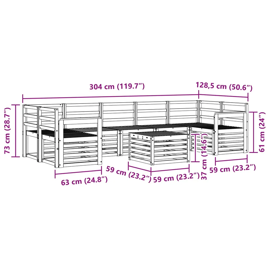 Ensembles de canapés 8 pcs Naturel Bois d'Acacia Massif - 8