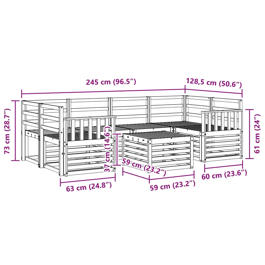Ensemble de canapés d'extérieur 7 pcs Naturel - 8