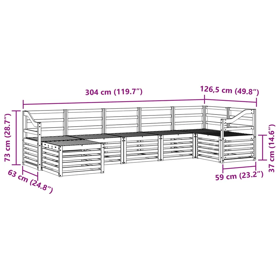 Ensemble de canapé d'angle 7 pcs Naturel Bois d'Acacia Massif - 10