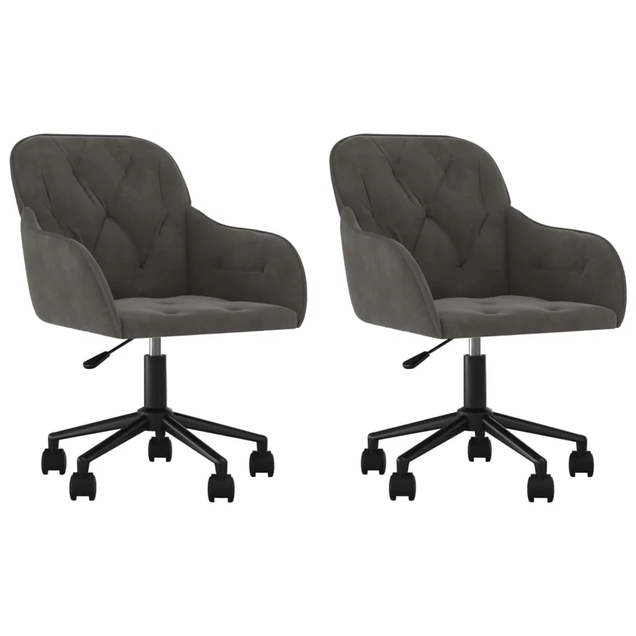 Chaises pivotantes à manger lot de 2 Gris foncé Velours - 2